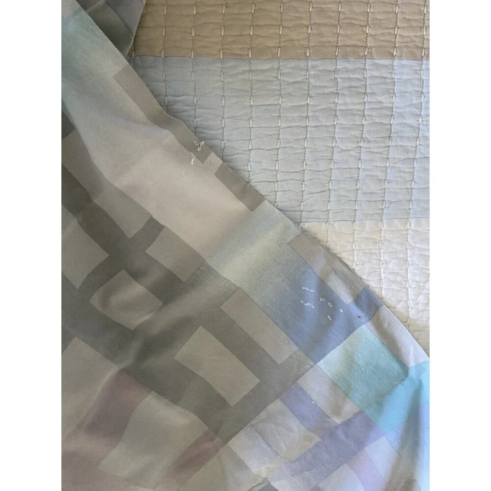 Wamsutta Super Percale Plus City Lights Blue Lavender Twin Flat Sheet Vtg 80's